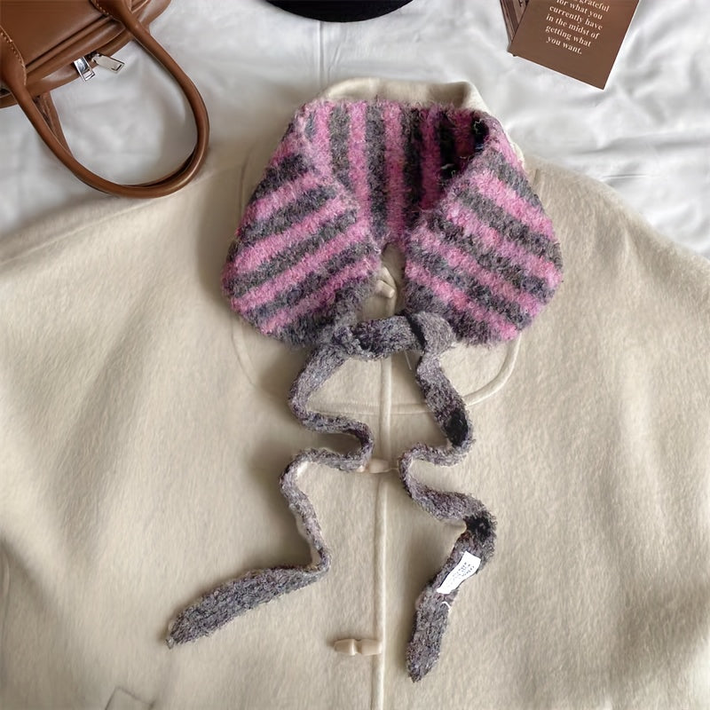 Striped Scarf for Women Autumn Winter Fashionable Ear Warmer & Hat Accessory