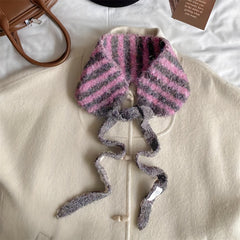 Striped Scarf for Women Autumn Winter Fashionable Ear Warmer & Hat Accessory