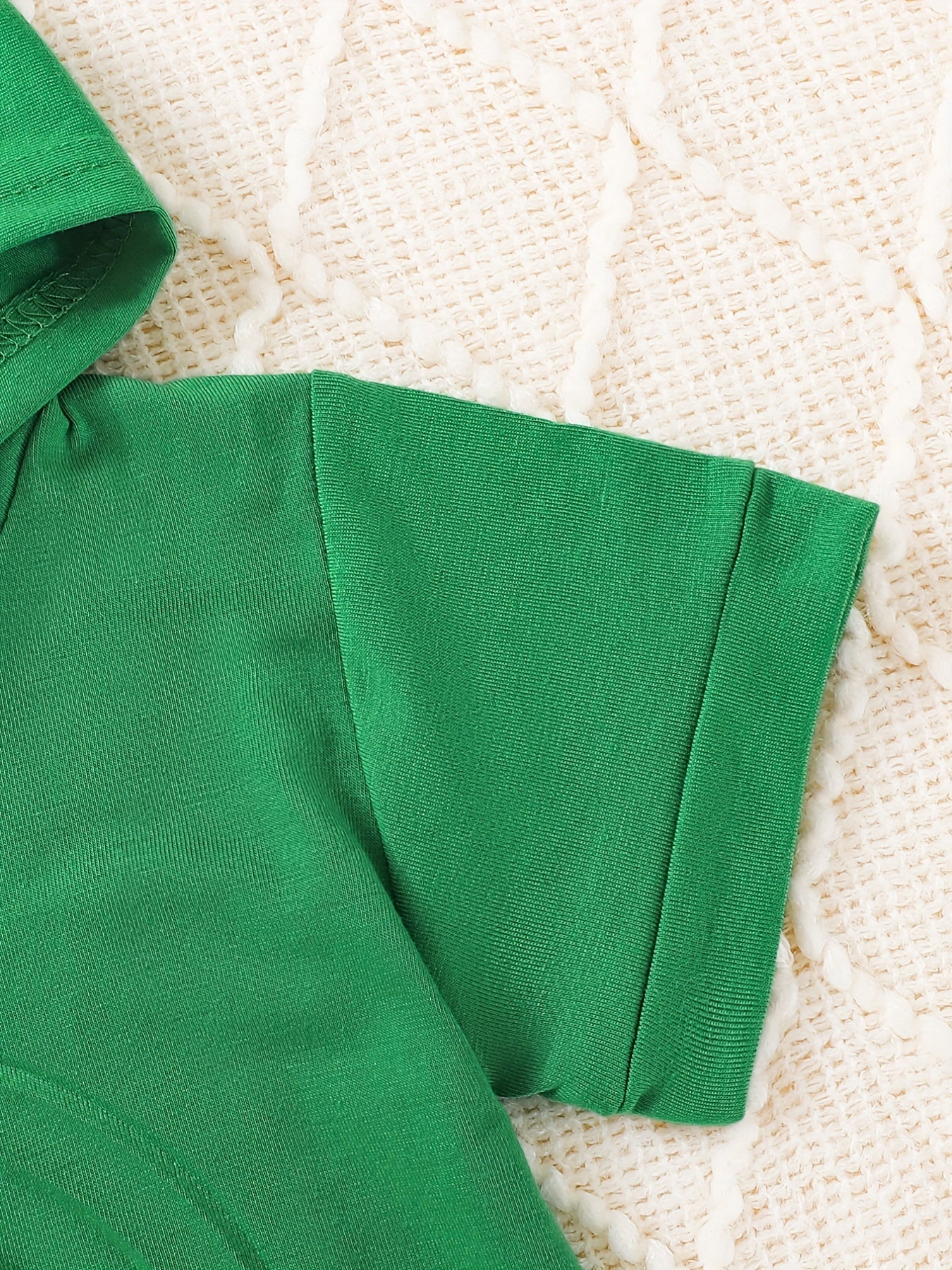 Baby Boys Summer Casual Set - Smile Print Hooded Tops & Elastic Shorts