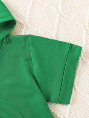 Baby Boys Summer Casual Set - Smile Print Hooded Tops & Elastic Shorts