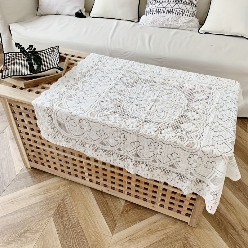Polyester Round Lace Tablecloth Cafe Desktop Decoration Background Cloth