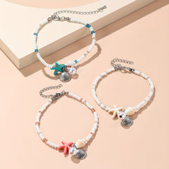 Boho Starfish Braided Bracelet Summer Beach Shell Conch Beads Hand Jewelry