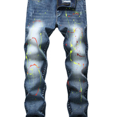 Men's Paint Splatter Slim Fit Jeans