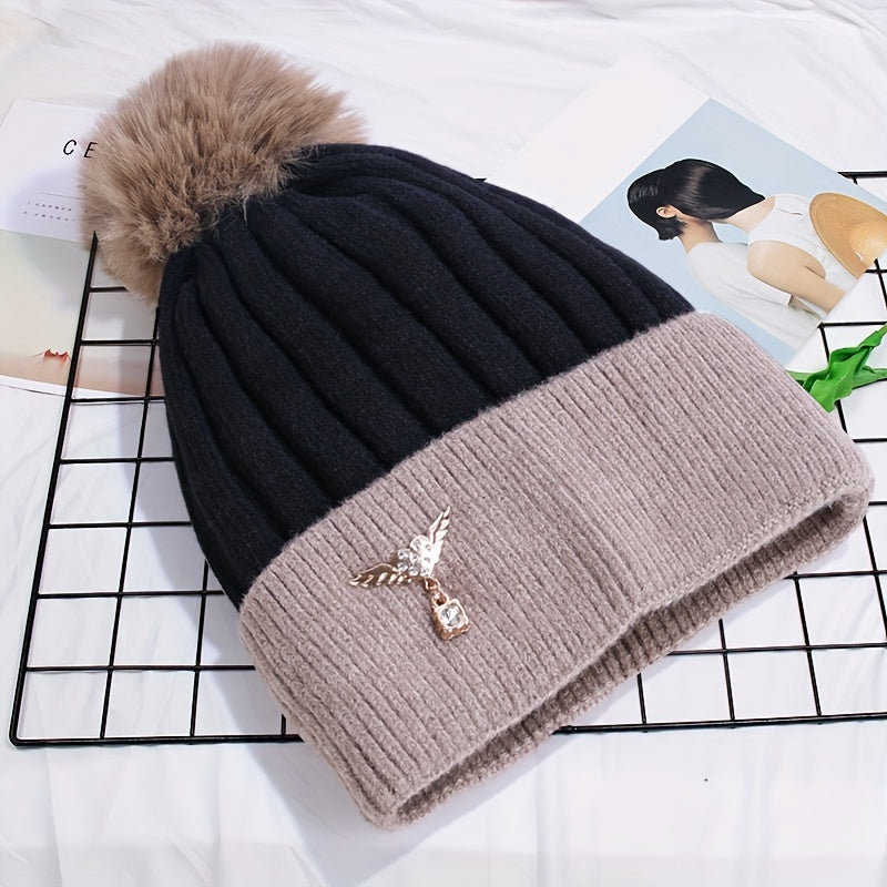 Striped Knit Beanie Hat Warm Chemo Cap for Women