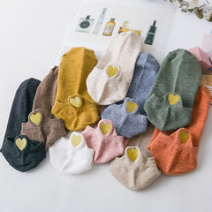 Heart Embroidered Casual Ankle Socks Women's Stocking