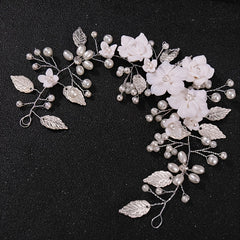 Pearl Bridal Headpiece Flower Bride Wedding Hair Vine
