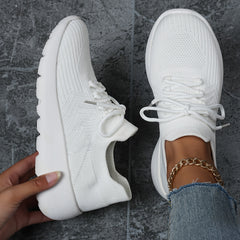 Solid Breathable Woven Shoes Running Sneakers