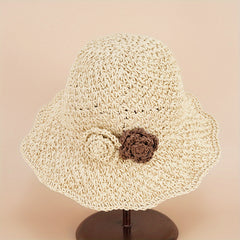 Flower Foldable Sun Hat Seaside Vacation Sun Hat