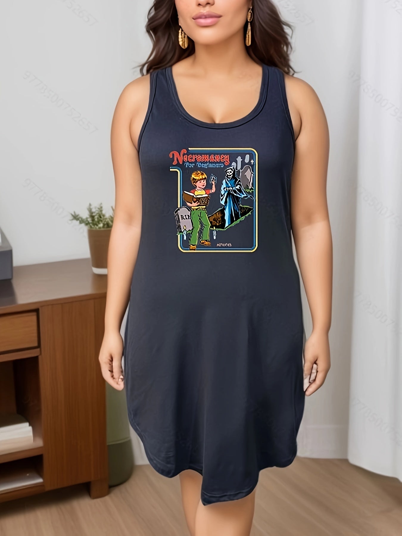 Grim Reaper Graphic Medium Stretch Tank Nightdress
