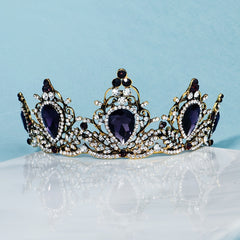 Rhinestone Crown Headband Purple Green Hairband