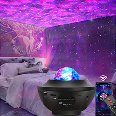 Galaxy Star Projector Night Light Voice Control 4 In 1 Ocean Wave Galaxy & Star