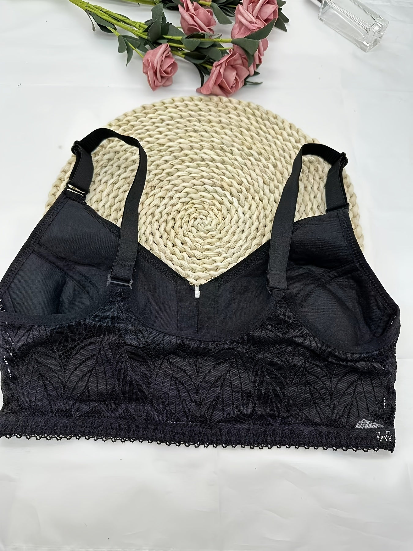 Lace Push Up Bra Wireless Zip Anti-sagging Everyday Lingerie