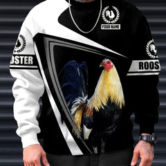 Rooster Print Crew Neck Sweatshirt Men's Casual Sports Top