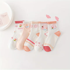 5 Pairs Kids Breathable Short Socks for Summer