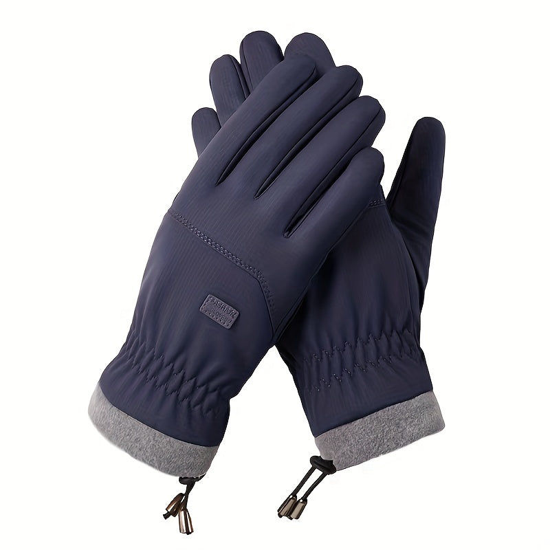 Men's Plus Fleece Windproof Waterproof Gloves for Driving Riding