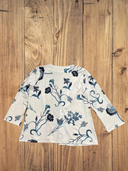 Floral Print Three Quarter Sleeve Open Front Blazer