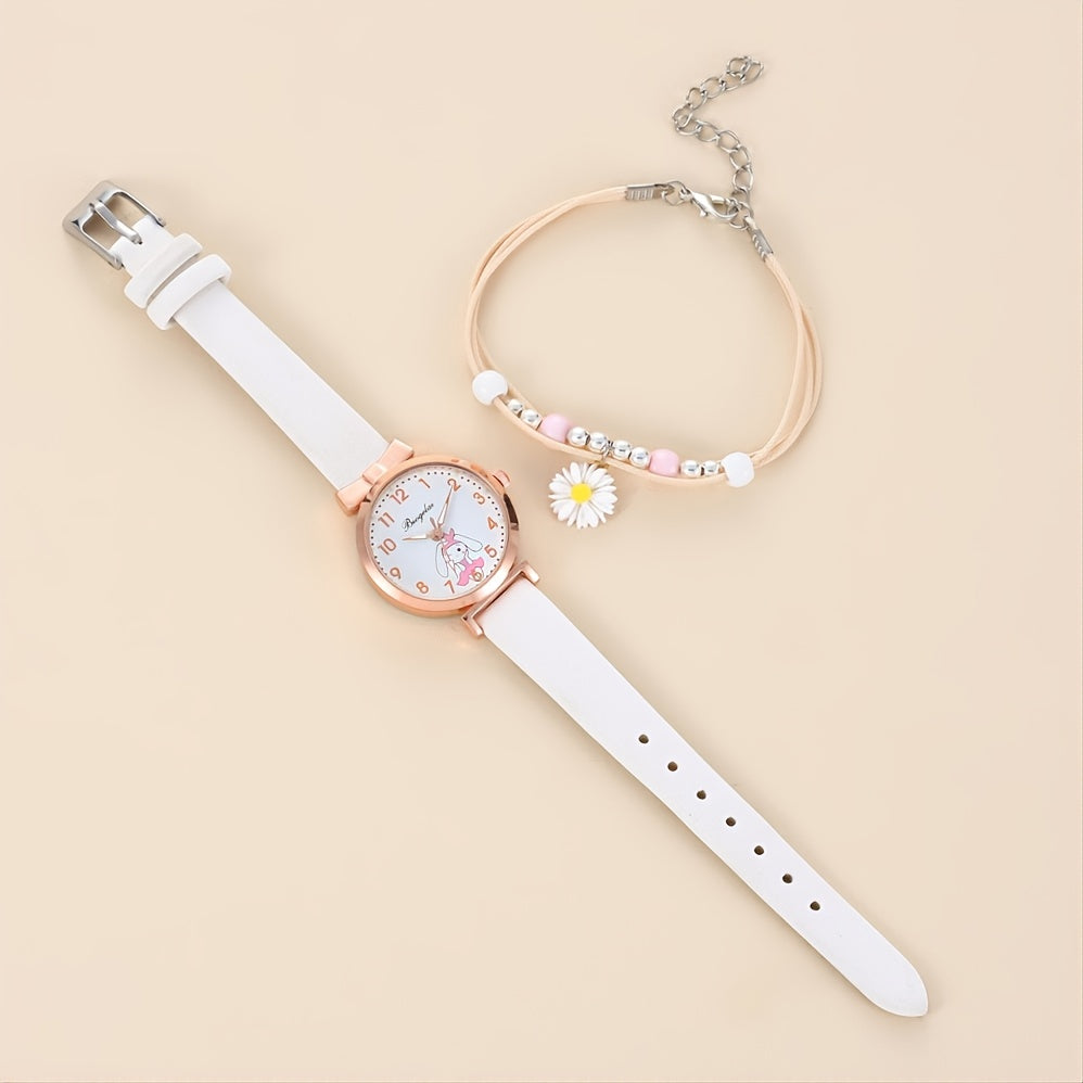 Autumn Winter Girls Quartz Watch Daisy Bracelet