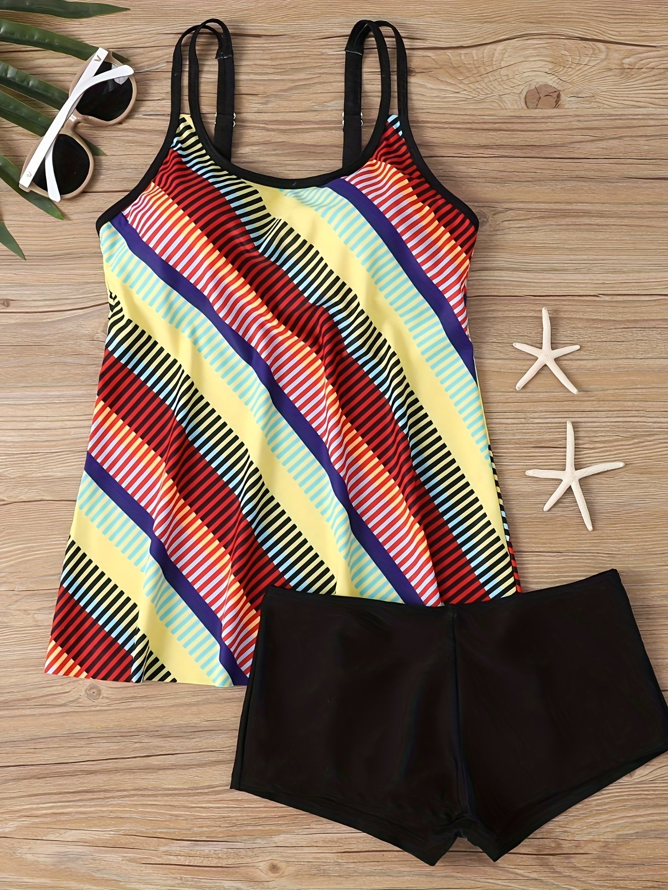 Women's Plus Size Graphic Print Tankini Set