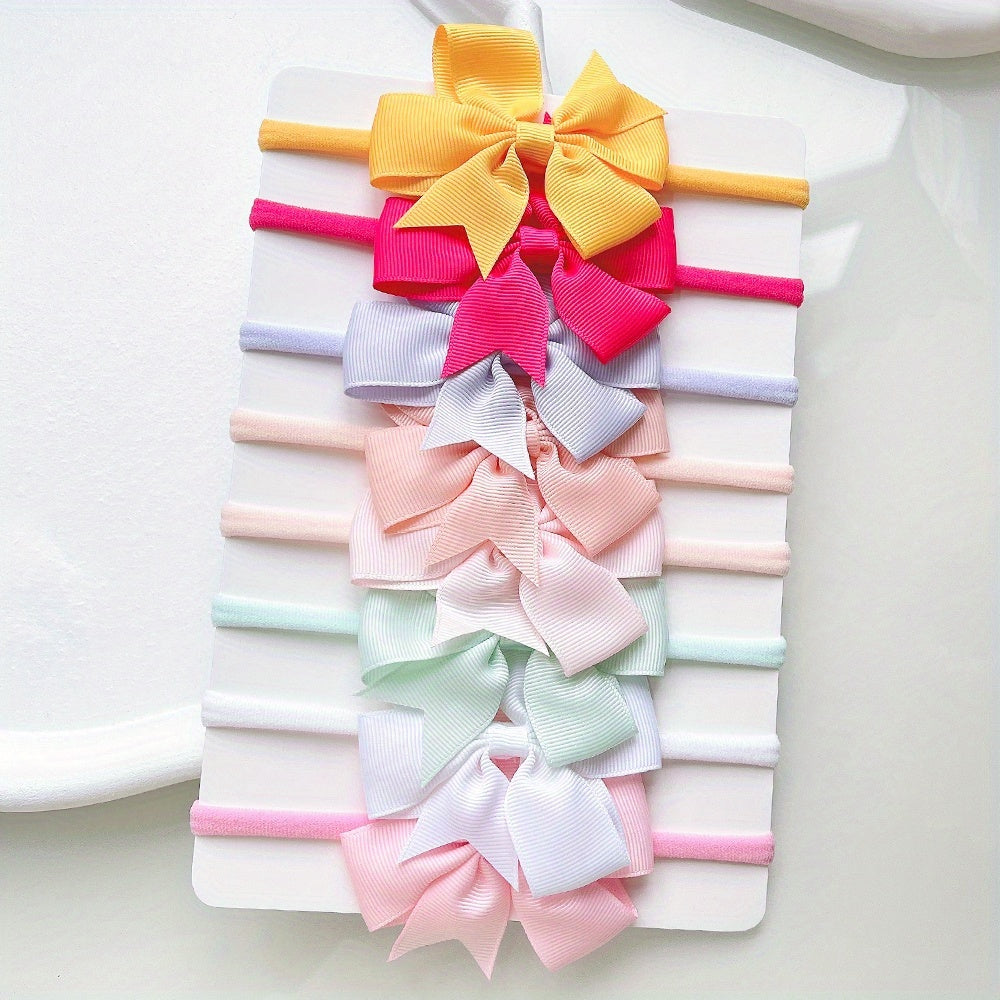8pcs Plain Bow Headband for Baby Girls