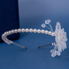 Pearl Beaded Flower Headband for Bridal Wedding