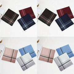 6 Vintage Men's Handkerchiefs Soft Geometric Checkered Pocket Square Towels