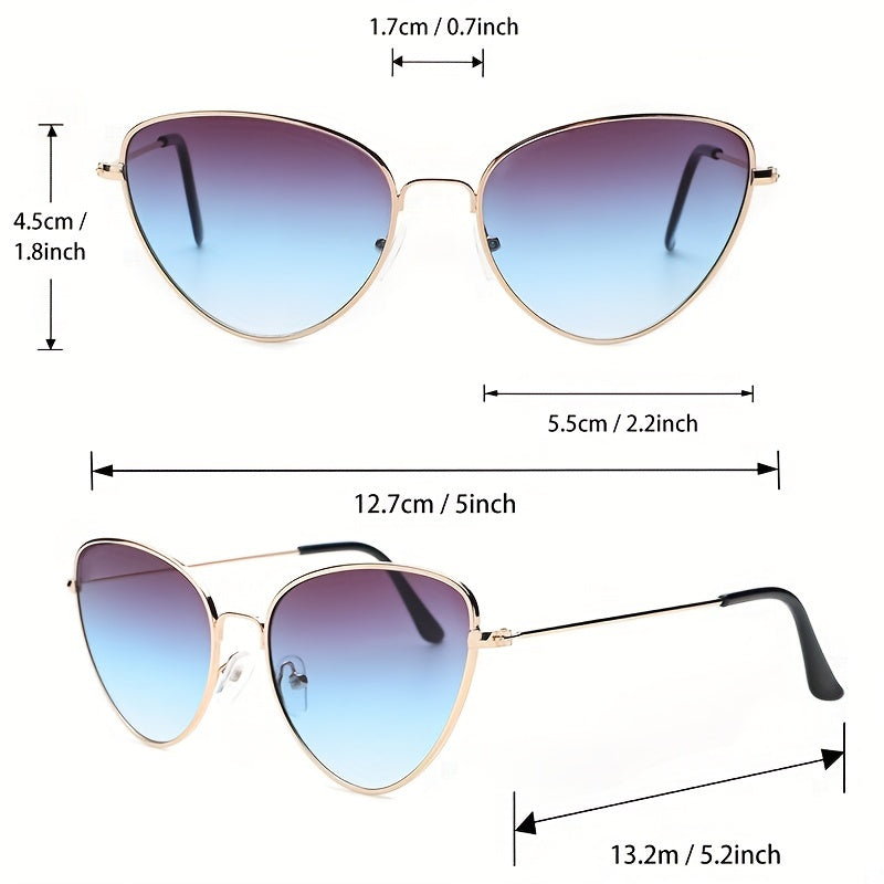 Cat Eye Sunglasses Metal Frame Gradient Lens UV400