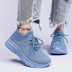 Knit Weaving Platform Sneakers Lightweight Running Shoes
