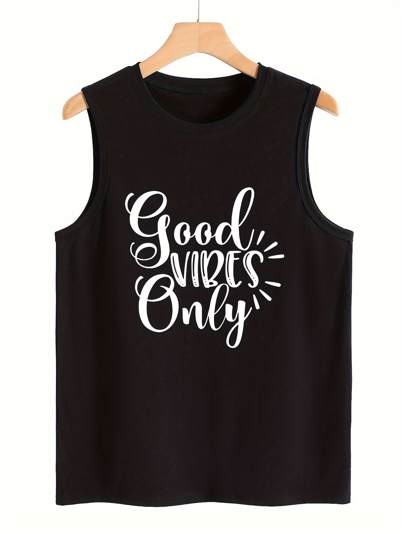 Letter Pattern Sports Vest Round Neck Sleeveless Top