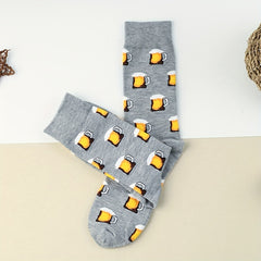 3 Pairs Beer Print Socks Cartoon Comfy Mid Tube Women's Stockings