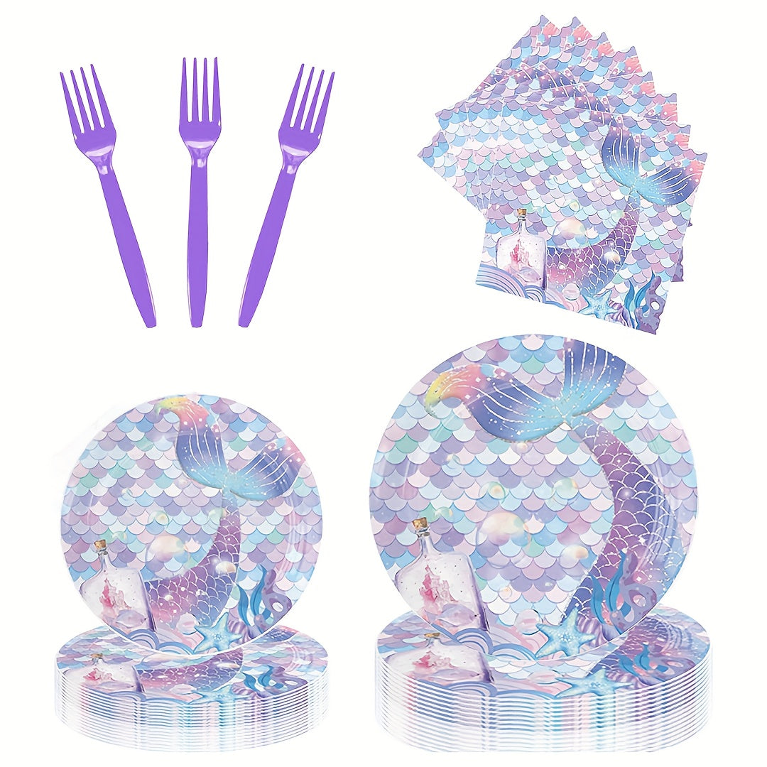 50pcs Ocean Theme Party Supplies Plates and Napkins Set for Birthday Party