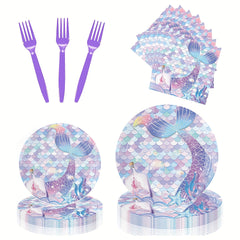 50pcs Ocean Theme Party Supplies Plates and Napkins Set for Birthday Party