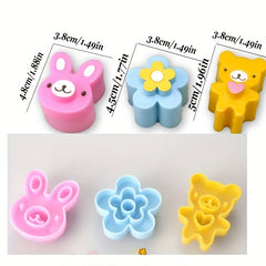 3pcs Rabbit Flower Panda Sandwich Mould for Baking