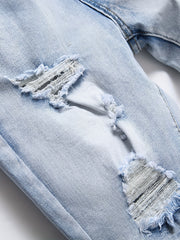 Slim Fit Ripped Denim Shorts Men Casual Street Style High Stretch