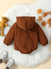 Baby Boys Corduroy Hooded Creeper Romper Hoodie