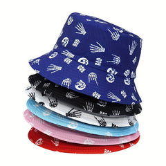 Skull Pattern Bucket Hat Reversible Sun Fisherman Cap