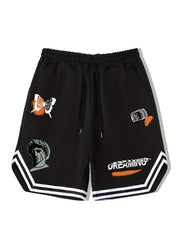 Men's Stripe Edge Drawstring Shorts Casual Elastic Waist Summer