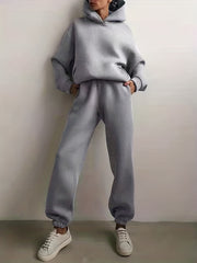 Casual Solid Two Piece Set Hoodie & Pants for Women