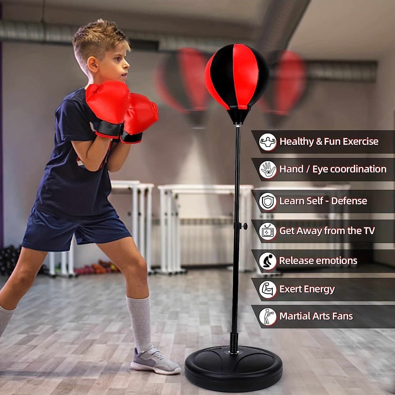 Boxing Ball Set with Stand and Gloves