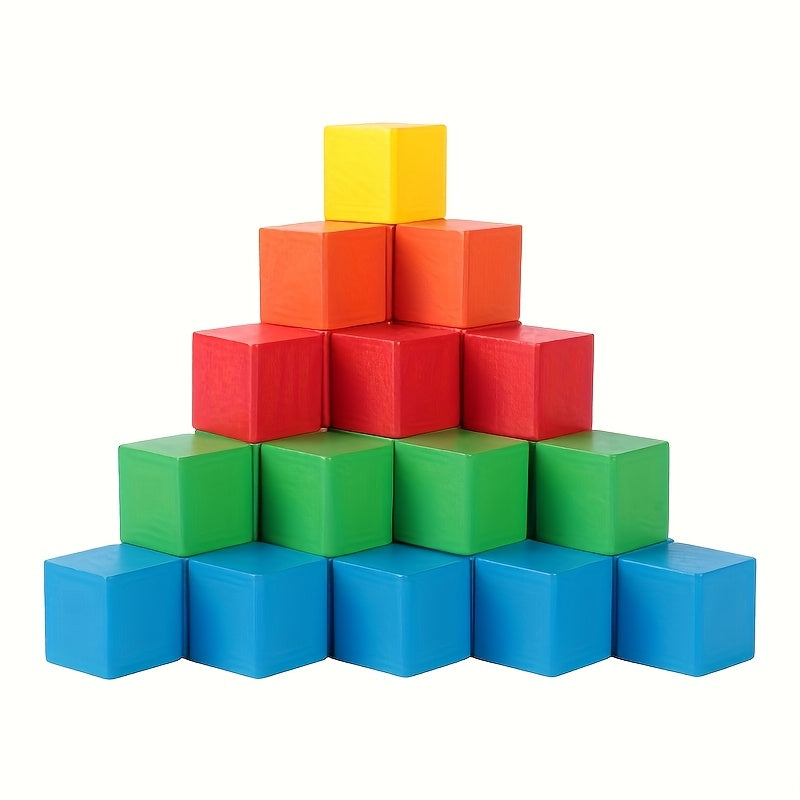 Vibrant Wooden Building Block Set Colorful Cubes Math & Geometry Puzzle
