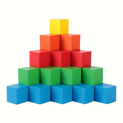 Vibrant Wooden Building Block Set Colorful Cubes Math & Geometry Puzzle