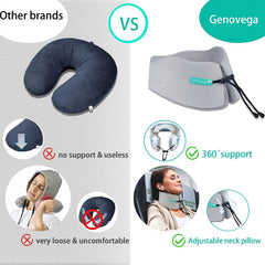 Adjustable Memory Foam Neck Pillow for Travel with Washable Cover