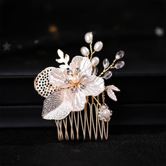 Flower Rhinestone Faux Pearl Hair Comb Hairpin Party Favor Decorations