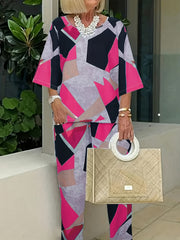 Women's Plus Geo Print Tee & Pants Set