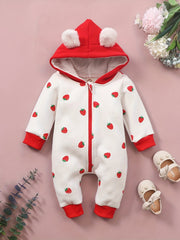 Heart Patterned Baby Jumpsuit for Winter Warmth