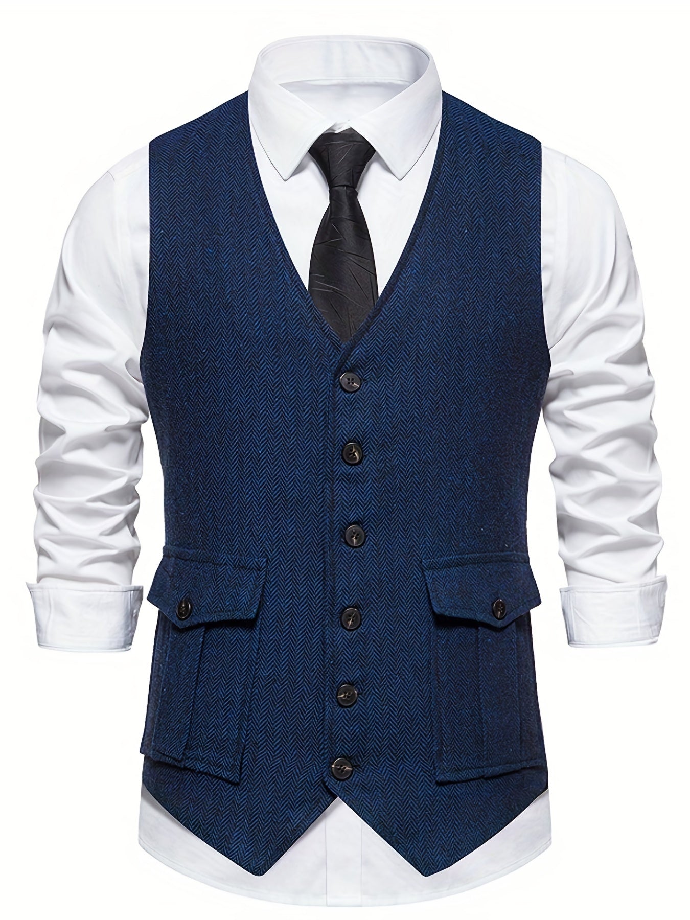 Classic Herringbone Suit Vest Men Wedding Party