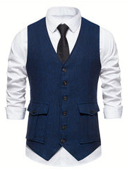 Classic Herringbone Suit Vest Men Wedding Party