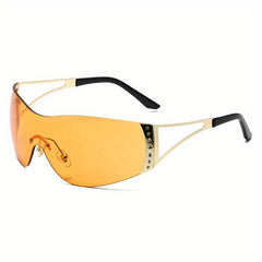 Y2K Wrap Around Sunglasses Ombre Lens Rimless Glasses UV400
