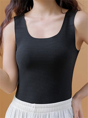 4pcs Seamless Thermal Underwear Crew Neck Sleeveless Top