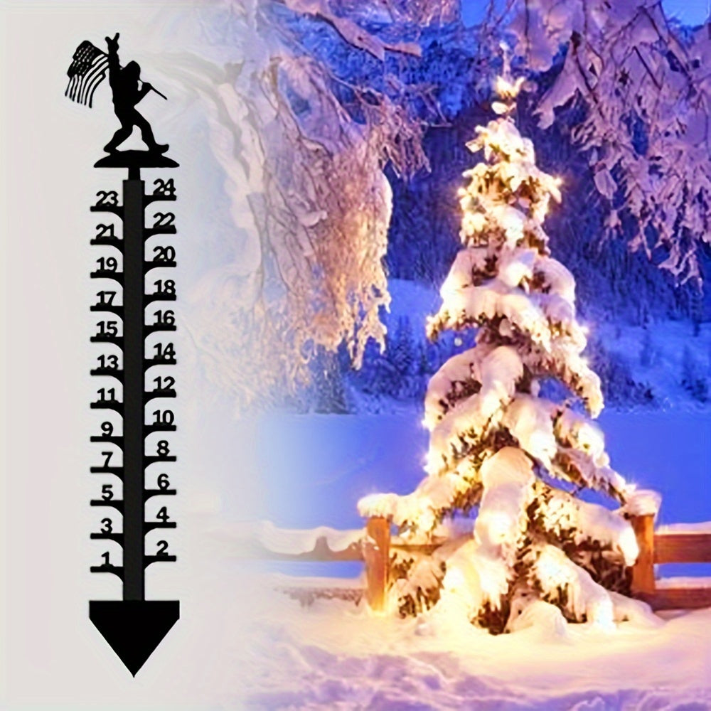 Large Iron Snow Measuring Rod Snow Depth Ruler Orangutan Design