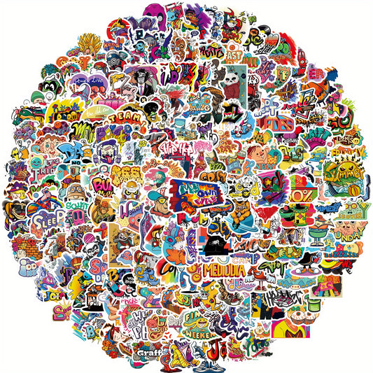 200pcs Graffiti Cartoon Vinyl Waterproof Stickers For Water Bottle Laptop Phone